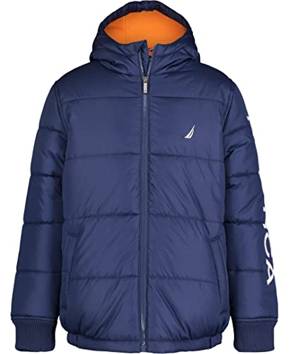 Image of Nautica Boys' Heavyweight Hooded Bubble Jacket With Polar Fleece Lining