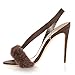 Way bocke Damen Stiletto Knöchelriemen Plüsch High Heels Sandalen Partyschuhe,Braun,44