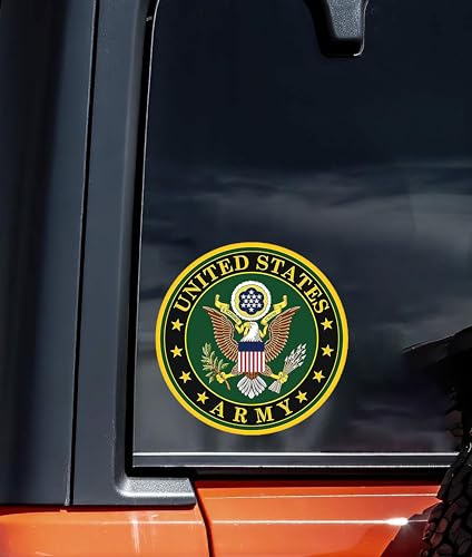 Image of US Army Military Wall HQ Decal Sticker, Pack of 3, Versatile 3-Inch Vinyl for Cars, Trucks, Windows, Laptops, and More, Durable Weatherproof Design, Patriotic Army Emblem
