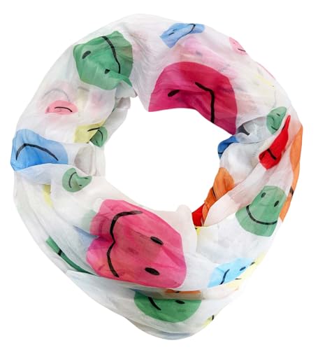 J26 Smiley Loop Schal aus Seidenmischung mit Animal Print Muster Tuch Sommer Frühling Herbst Halstuch Stola Tuch Übergangsschal Seide Silk Smile (Grün Gelb)