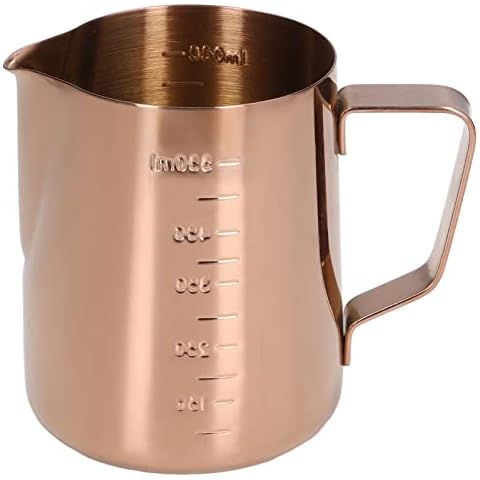 Milk Frothing Pitcher Latte Cup, Rose Gold Stainless Steel Milk Pitcher Jugs for Making Latte Coffee Art Cappuccino Cover