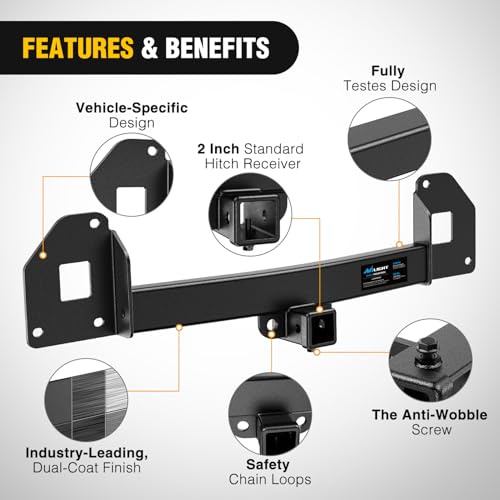 Image of Nilight Class 3 Trailer Hitch 2 Inch Receiver Compatible with Tesla Model Y 2020-2026, Multi-Fit Hitch to Receive Ball Mount Cargo Carrier Bike Rack Tow Hook, Black Powder Coated