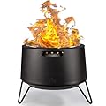 TIKI Brand Smokeless 20 Inch Social Fire Pit, Wood Burning Outdoor Fire Pit - Includes Cloth Cover and Stand, Modern and Portable Design with Removable Base for Ash Clean-Up, Black