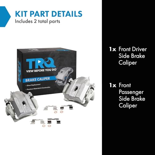 Image of TRQ Front Brake Caliper Set Brackets Hardware Zinc Coated Compatible with 2004-2009 Toyota Prius