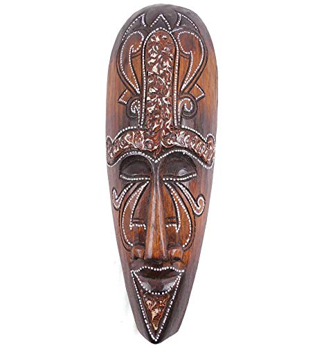 Coco Papaya Masque africain motif tribal - Décoration artisanale en bois 30cm