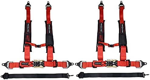 PROGUARD Red 4 Point Harness 2" Straps for Off Road Vehicle, ATV, UTV, Go Kart, Buggy, Side by Side, & Rock Bouncer (Two Pack)