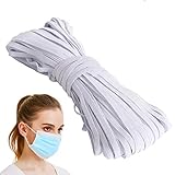 "😷 QUE OBTIENES: Un cordón elástico plano de color blanco, 6mm de ancho, 5m de largo. Se puede cortar a cualquier tamaño. Revisa nuestra gama completa con distintos tamaños, varios espesores y diversos colores "