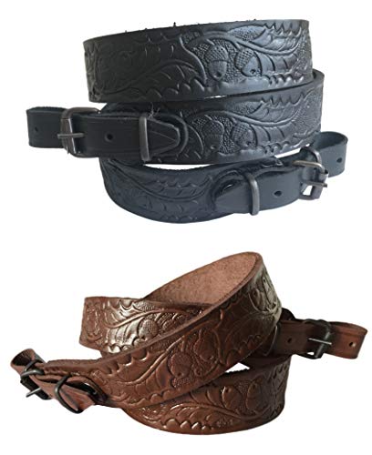 Ganwear® Chêne Le désign Brun Noir Cuir Carabine la Bretelle Fusil à Pompe Pistolet à air Chasse Cover