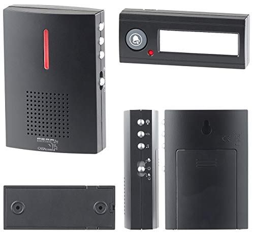 CASAcontrol Funkklingel: Funk-Türklingel, Licht- & Ton-Signal, 100 m Reichweite, WASSERGESCHÜTZT MIT IPX4, schwarz (Funkklingel Batterie… – Ansicht 4