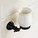 Produktbild Rishx Einzel Mund Getränkehalter Wash Set Wand Edelstahl Zahnbürste Getränkehalter Mit Keramik Tasse Hardware Badezimmer Badzubehör Schwarz