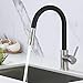 Synlyn Hochdruck Wasserhahn Küche Edelstahl, Armatur Küche Ausziehbar, Küchenarmatur mit Brause Zwei Wasserstrahlarten, Spültischarmatur 360° Schwenkbar, Mischbatterie Küche Schwarz mit Hoher Auslauf