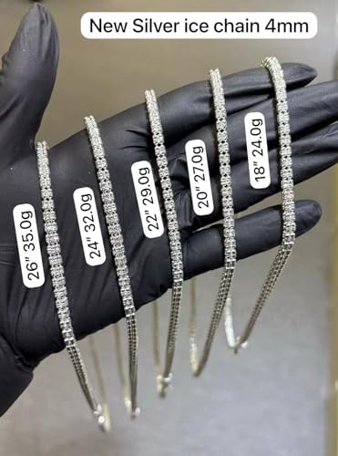 925 Sterling Silver 4mm Diamond-Cut Ice Link Chain Necklace (18 to 26 Inch)2