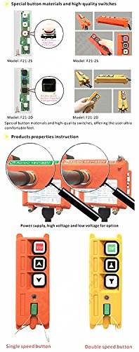 Industrial Crane Wireless Remote Control F21-2S Ac/Dc18V-65V Hoist With Single Speed Button (1 Transmitter + 1 Receiver) #TOP6
