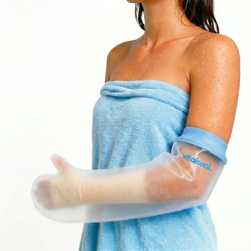 vitalseal - Funda Escayola Brazo Adulto ó Niño Mayor, Cubre Vendaje Impermeable para Ducha Piscina Reutilizable Adaptable, Protector Antebrazo Mano Picc, Heridas Quemaduras Tatuajes (Brazo)