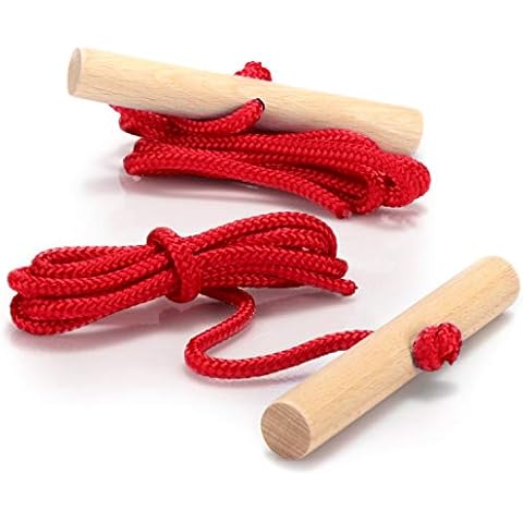 com-four® Sledge Leash with Wooden Handle Cover
