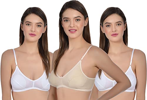 Image of Aimly Women's Cotton Non-Padded Non-Wired Low Coverage Regular Bra Pack of 3