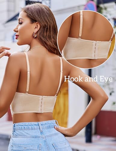 Image of Avidlove Lace Bralettes for Women Y2k Strap Bustier Cami Top V Neck Camisole Lingerie