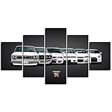 GTR Car Poster 5 Piece Sports Car Canvas Wall Art for Men Office Bedroom Living Room Decor Boy Gift (Unframed)