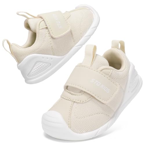 Baby Shoes Wide Toe Box Infant Boy Girl First Walker Shoe Toddler Crib Barefoot Sneakers Non-Slip Sole Soft Breathable Mesh Lightweight Walking Indoor Newborn Chubby Babies 6 9 12 18 24 Months