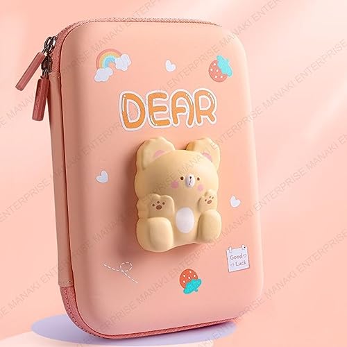 Image of Cartoon Theme Pencil Case - 3D EVA Pencil Case Pouch, Multipurpose Zipper Pencil Case for Kids, Pen and Pencil Bag for School Kids, Girls, Stationery Storage Box (Dear Big Pouch)