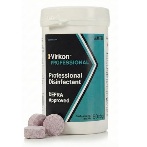 Virkon S Professional Veterinary Disinfectant Tablets 50 Count (Makes 25L) - DEFRA Approved Hospital Grade Virucidal Multi-Surface Cleaner - Kills Parvovirus & 500+ Pathogens - Pink Active Indicator