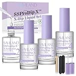 SAVILAND Dip Powder Liquid Set: 15ml Nail Kit With Base Top Activator, Brush Saver, Castor Oil, VE, VB5, VB7 for DIY Salon Art
