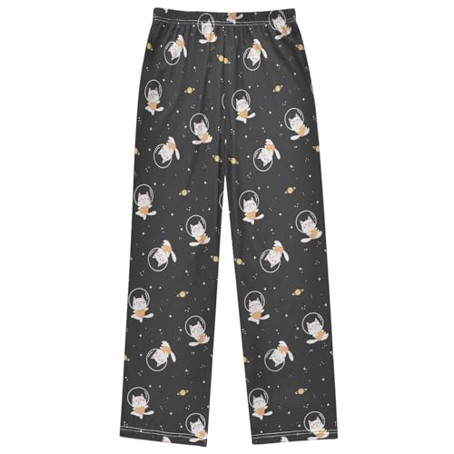 Boy's Pants White Orange Cat Space Star Jogger Pants Elastic Waist Long Bottoms Trousers with Pockets 6-14 Years 7