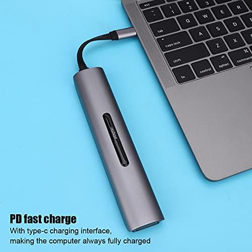 GOWENIC 9 in 1 USB C Hub, Aluminum Alloy Docking Station with 4K, VGA, 3 USB 3.0, PD Fast Charge, TF Card Reader, for Pro Air Laptop (THV901) - 4