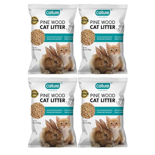 Image of cature Care by Nature Pine Wood Cat Litter | Environmental Protection | Odor Elimination | Strong Water Absorption | Easy to Clean for Multiple Cats (14.4 Kg Total) (4 Packs of 3.6Kg)