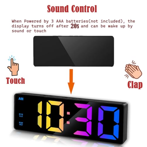 Image of Small Digital Alarm Clock, Mirror Surface LED Electronic Clocks with Large Display, Adjustable Brightness and Snooze Model for Bedroom, Desk, Office, Black Case