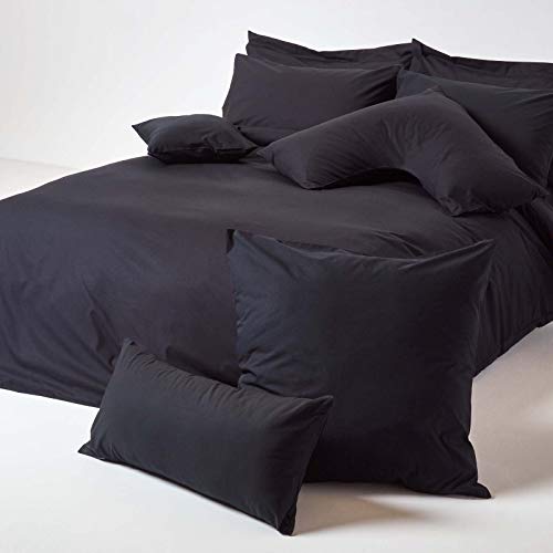 HOMESCAPES Black Pure Egyptian Cotton Euro Size Pillowcase 80 x 80 cm 200 TC 400 Thread Count Percale Equivalent Large Square Pillow Case with Zip - Image 4
