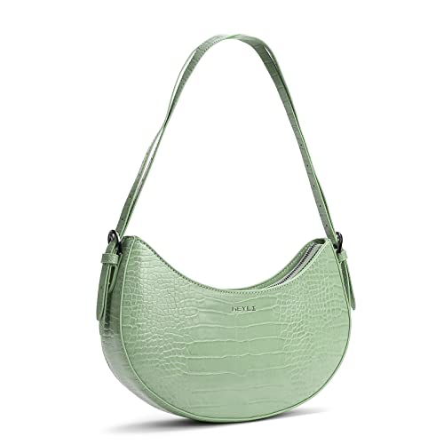 Keyli Shoulder Bag for Women Christmas Gift Fashion Crocodile Pattern Mini Purse Zipper Closure Shoulder Purses Tote Bags Clutch Adjustable Double Straps Tote Handbags Top-Handler Bag Green