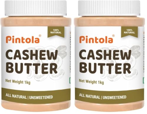 Image of Pintola Cashew Butter 1kg - All Natural Cashew Butter, Gluten Free & Cholesterol Free,Unsweetened for Bread Spreads, Made with Fresh Cashews, Source of Fiber & Protein (Pack of 2)