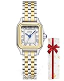 CIVO Klein Analog Armbanduhr Damen: Gold und Silber Eckig Edelstahl Wasserdicht Damenuhr für Business Arbeiten und Geschenk