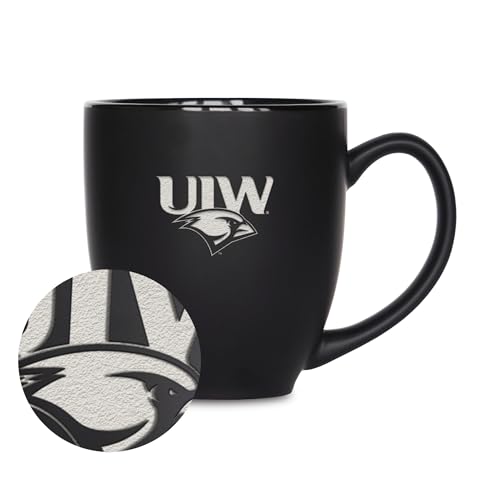 Rico Industries NCAA Incarnate Word Cardinals 15oz Laser Engraved Matte Black Ceramic Bistro Mug - for Hot or Cold Drinks