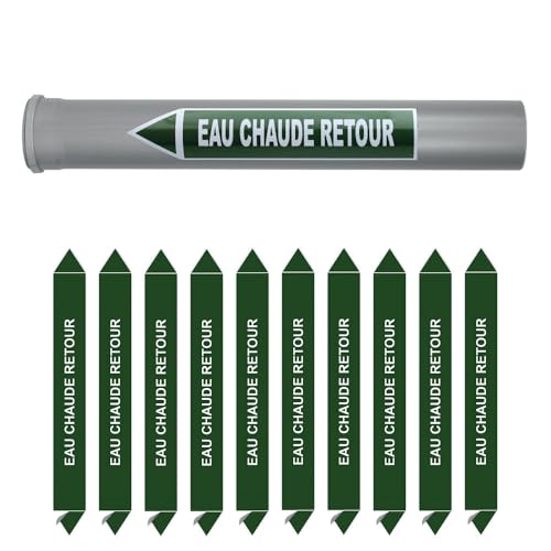 Aluplex Signalétique - Płyta z 10 markerami do rur wodnych (Ø DM 10 do 25) do płynu RECYKLING ECS / 150 x 12 mm