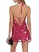hibshaby Women's Glitter Sequin Dress Halter Neck Party Cocktail Sparkly Mini Dress Clubwear Red