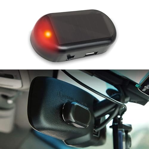 ijuicy 1 PC Car Solar Power Simulated Dummy Alarm, Anti Theft Device, LED Flashing Security Light, USB Charger Port, Red