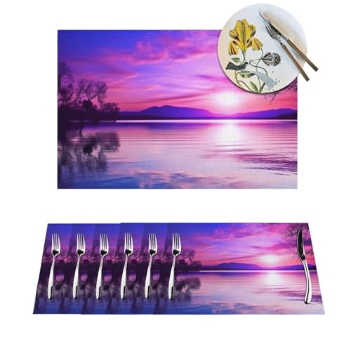 Sets de table résistants haute qualité au design coucher de soleil pour dîner - 2