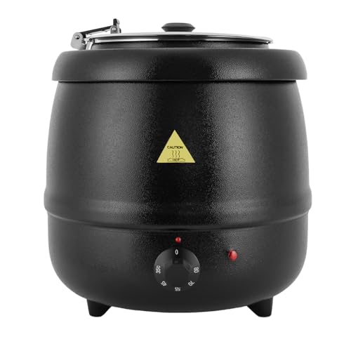 Elektrischer Suppenwärmer 10 Liter, Suppentopf mit Herausnehmbarem Edelstahl Einsatz & Kappbare Deckel, Suppenkessel Elektrisch für Buffet Catering Gastro und Party