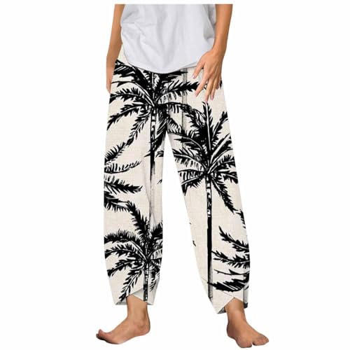 Generic Linen Pants Women Stretch Cotton Linen Casual Summer Linen Pants Women Cropped Comfy Baggy Trousers With Pockets Palazzo Lounge Pants Pajamas Short Length Petite With Pockets Vacation Cargo