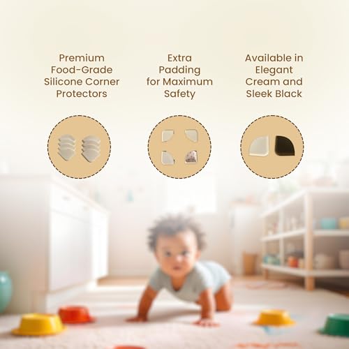 Image of Baby Proofing Corner Protectors (8 Pack) | Extra-Large 2.5 inch Food-Grade Silicone Corner Guards | Extra-Thick, Non-Toxic, Choke-Proof Edge Bumpers | Strong Adhesive for Furniture Safety | Child-Proofing