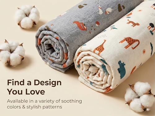 Image of Trance Home Linen Super Soft 100% Cotton Flannel Swaddle Cloth I Swaddle Wrap | Swaddle for New Born Baby |Baby Shower Set (90x90 cm, Jungle White Grey, Pack of 2)