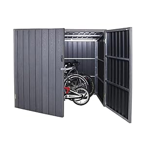Mendler WPC-Fahrradgarage HWC-J29 Metall - 4 Räder 172x213x160cm grau