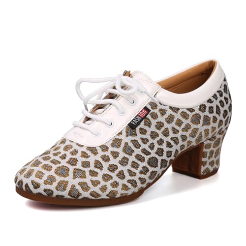 SWDZM Women's Latin Dance Shoes Lace-up Ballroom Modern Salsa Rhythm Teaching Practice Dance Shoes,Model LHD601