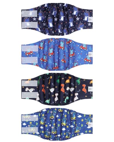 Image of CuteBone Dog Diapers Male 4 Pack Puppy Wraps Reusable Doggie Belly Bands for Male Dogs Small Medium Large