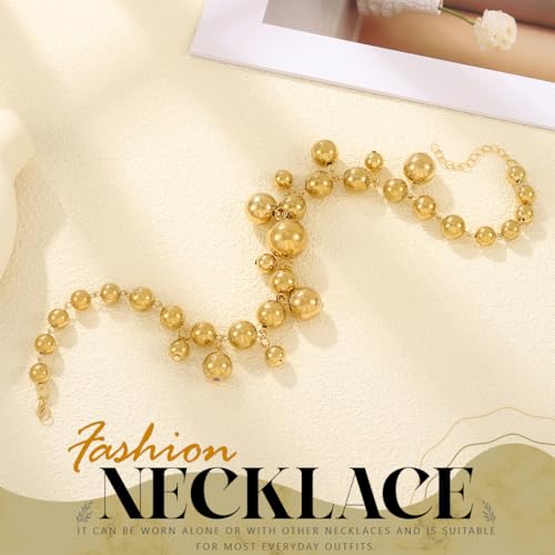 Handcess Boho Chunky Choker Halskette Gold Punk Perlen Halsketten Dicke Halskette Kette für Frauen