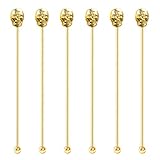 Mewuthede Skull Shape Swizzle Sticks, 6-Pack Reusable Stainless Steel Coffee Beverage Stirrers Cockt