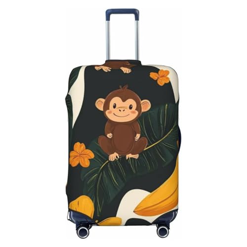 Cute Monkey Print Travel Luggage Cover Elastic Baggage Protector For Men Women Fits 22-24 Inch Luggage