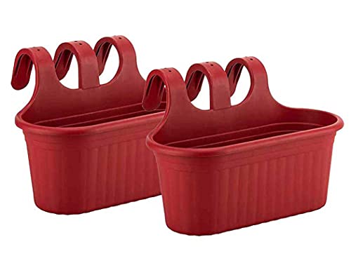 Set De 2 Jardineras Para Balcón - Macetas Colgantes De 10 Litros, 53 Cm De Largo, Para Barandillas Hasta 6 Cm